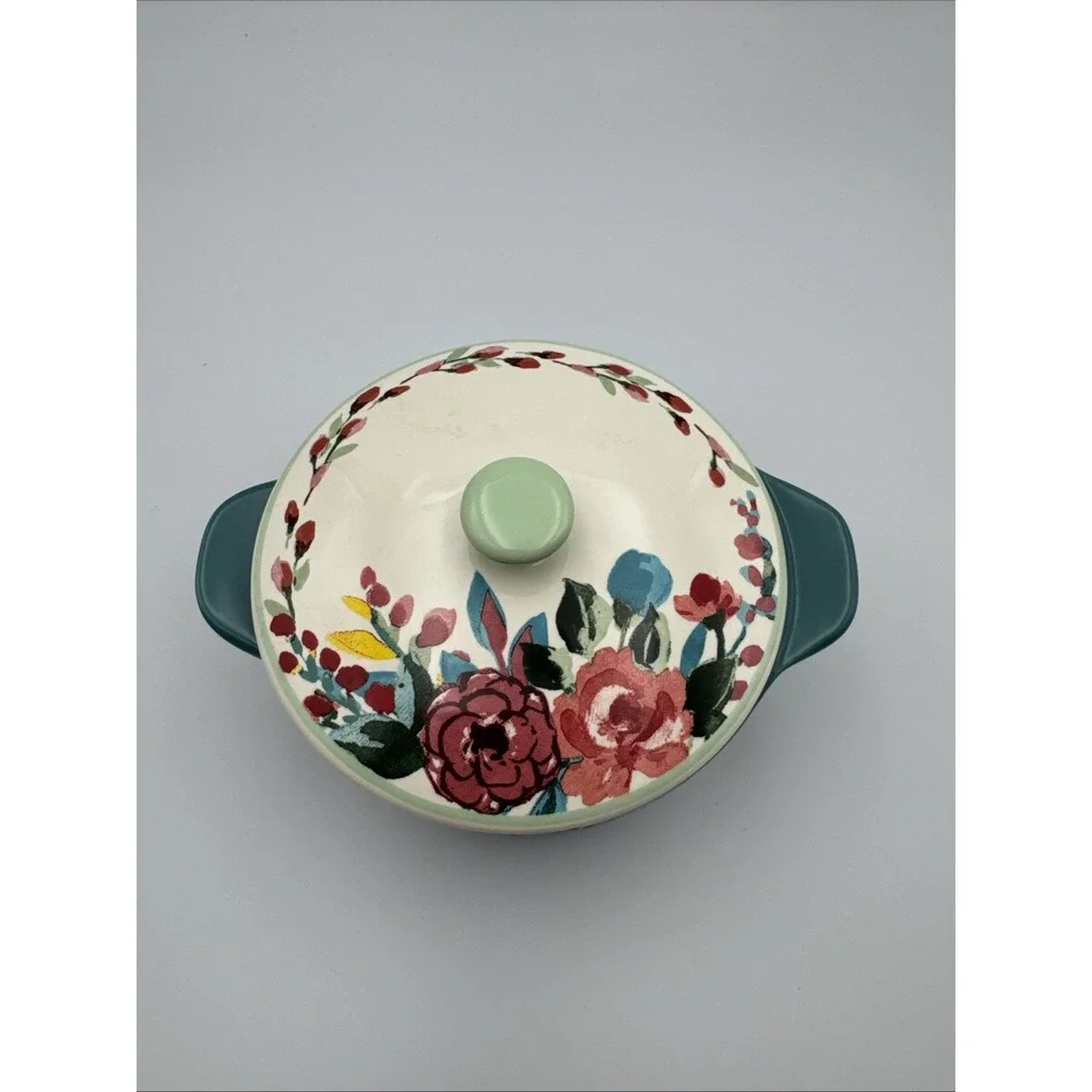 Pioneer Woman Woman Mini Casserole‎ Turquoise Dish w/Lid 14.4 oz